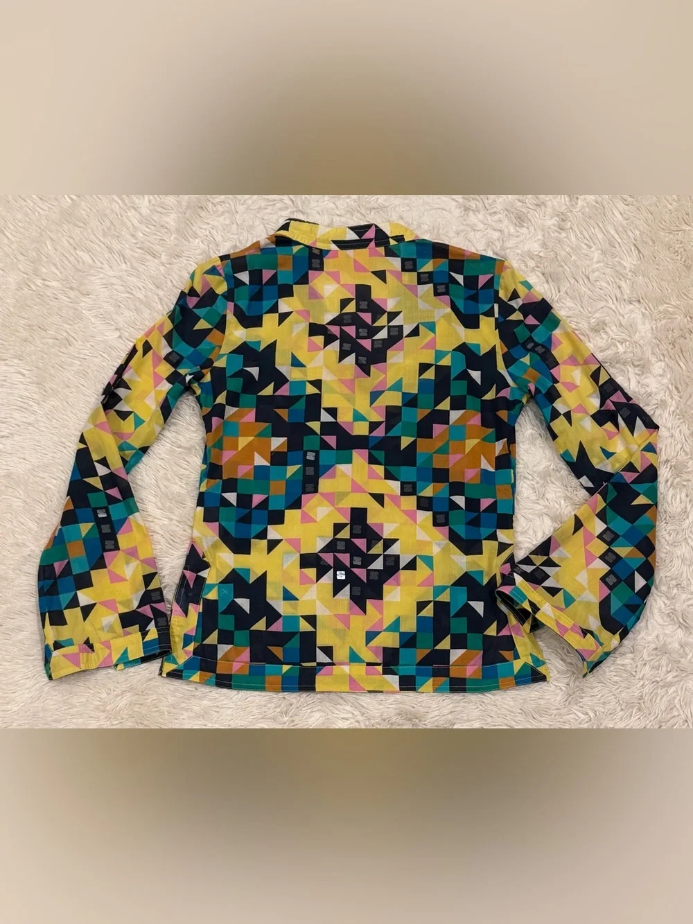 Tory Burch Stephanie Tunic Top 2 Geometric Sequin Cotton Long Sleeve Boho Blouse